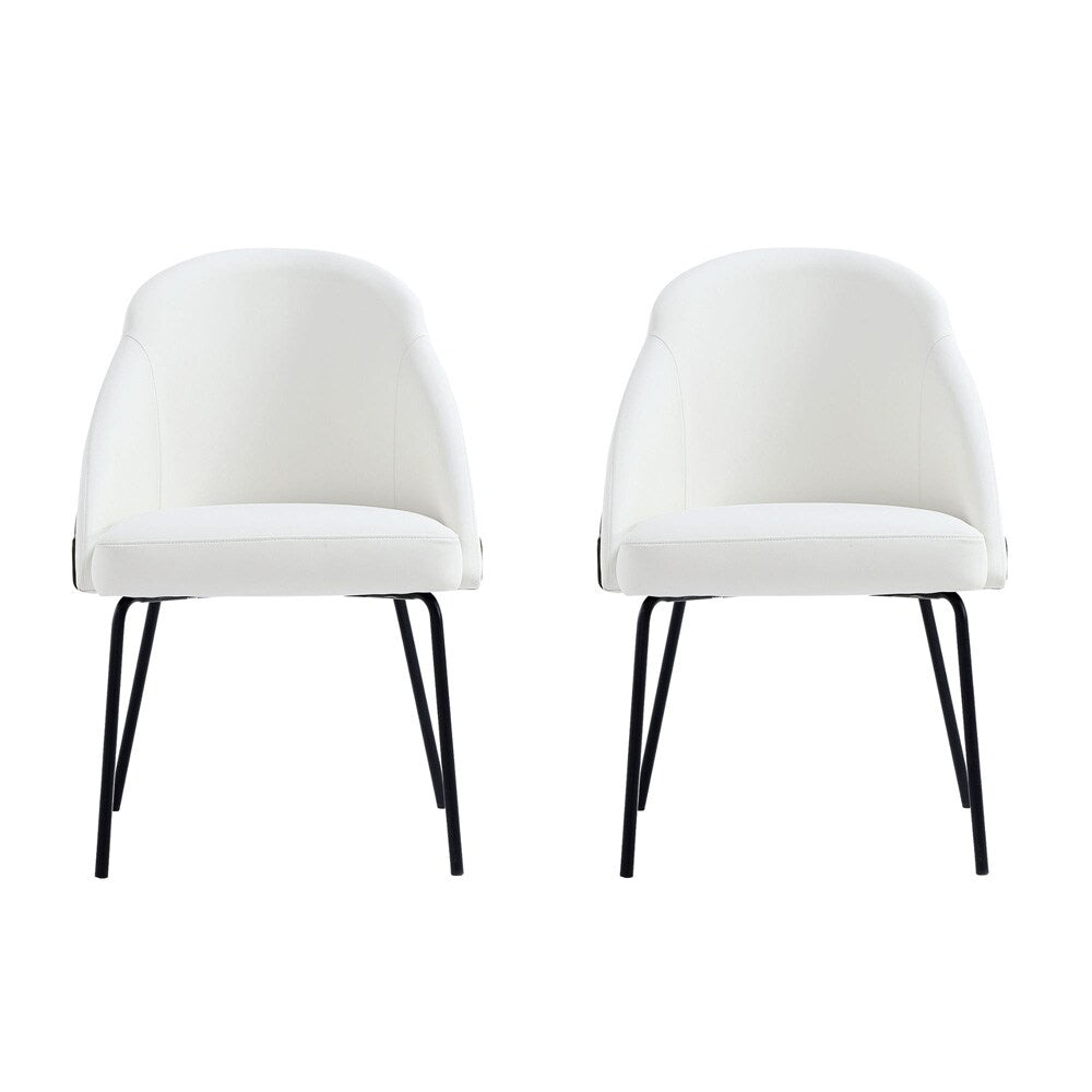 Manhattan Comfort - Gracie Leatherette Dining Chair with Steel Legs in White and Black - Set of 2 - 2-DC100-BWH veiw 1