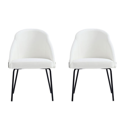 Manhattan Comfort - Gracie Leatherette Dining Chair with Steel Legs in White and Black - Set of 2 - 2-DC100-BWH veiw 1