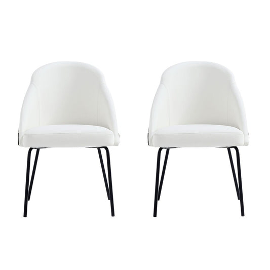 Manhattan Comfort - Gracie Leatherette Dining Chair with Steel Legs in White and Black - Set of 2 - 2-DC100-BWH veiw 1