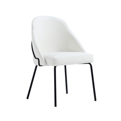Manhattan Comfort - Gracie Leatherette Dining Chair with Steel Legs in White and Black - Set of 2 - 2-DC100-BWH veiw 2