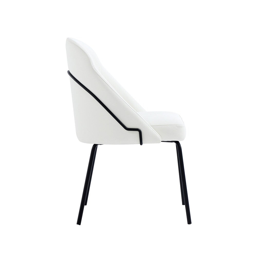 Manhattan Comfort - Gracie Leatherette Dining Chair with Steel Legs in White and Black - Set of 2 - 2-DC100-BWH veiw 3