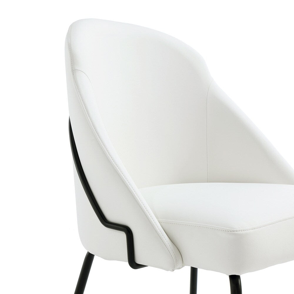 Manhattan Comfort - Gracie Leatherette Dining Chair with Steel Legs in White and Black - Set of 2 - 2-DC100-BWH veiw 7