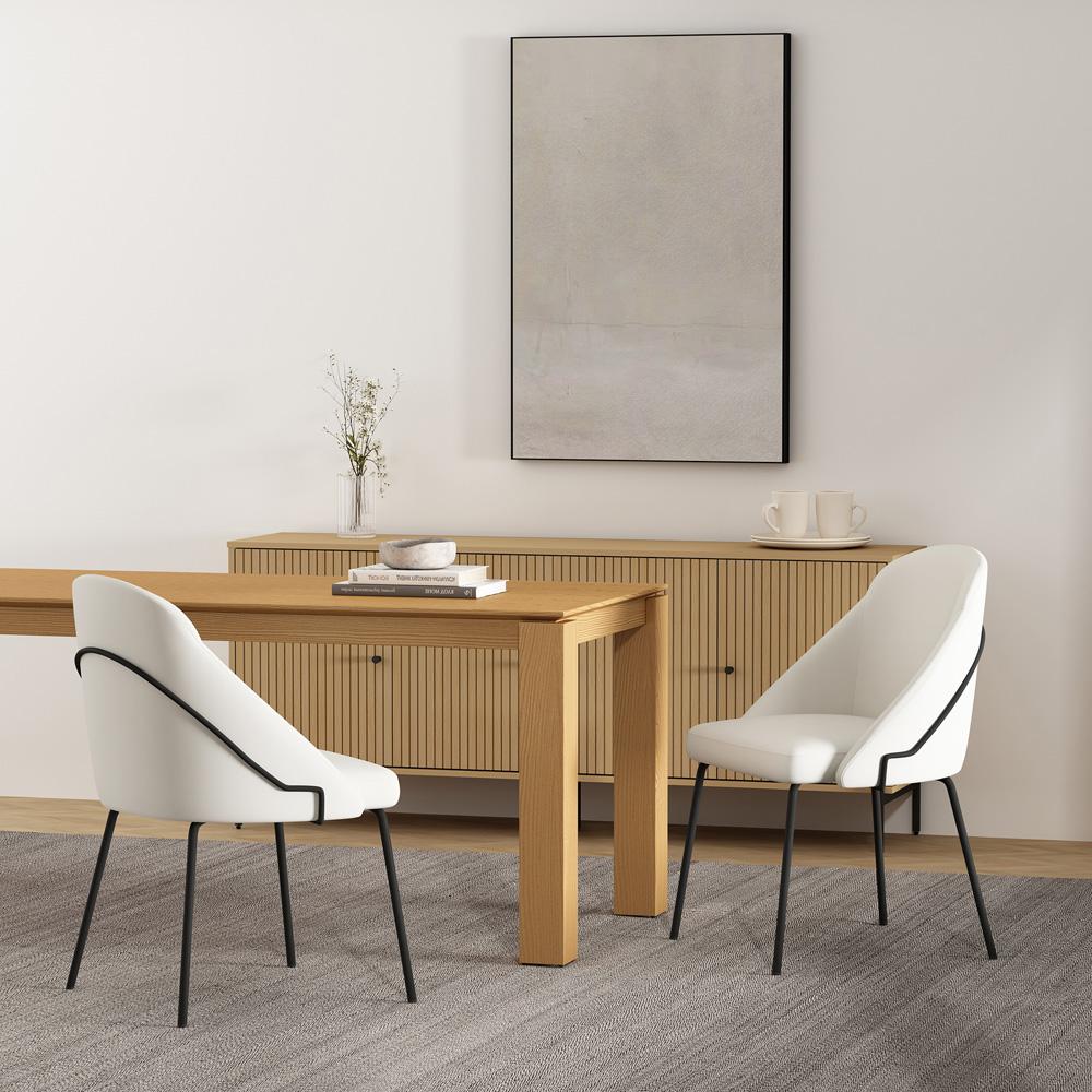 Manhattan Comfort - Gracie Leatherette Dining Chair with Steel Legs in White and Black - Set of 2 - 2-DC100-BWH veiw 8