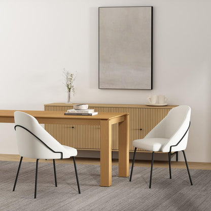 Manhattan Comfort - Gracie Leatherette Dining Chair with Steel Legs in White and Black - Set of 2 - 2-DC100-BWH veiw 8