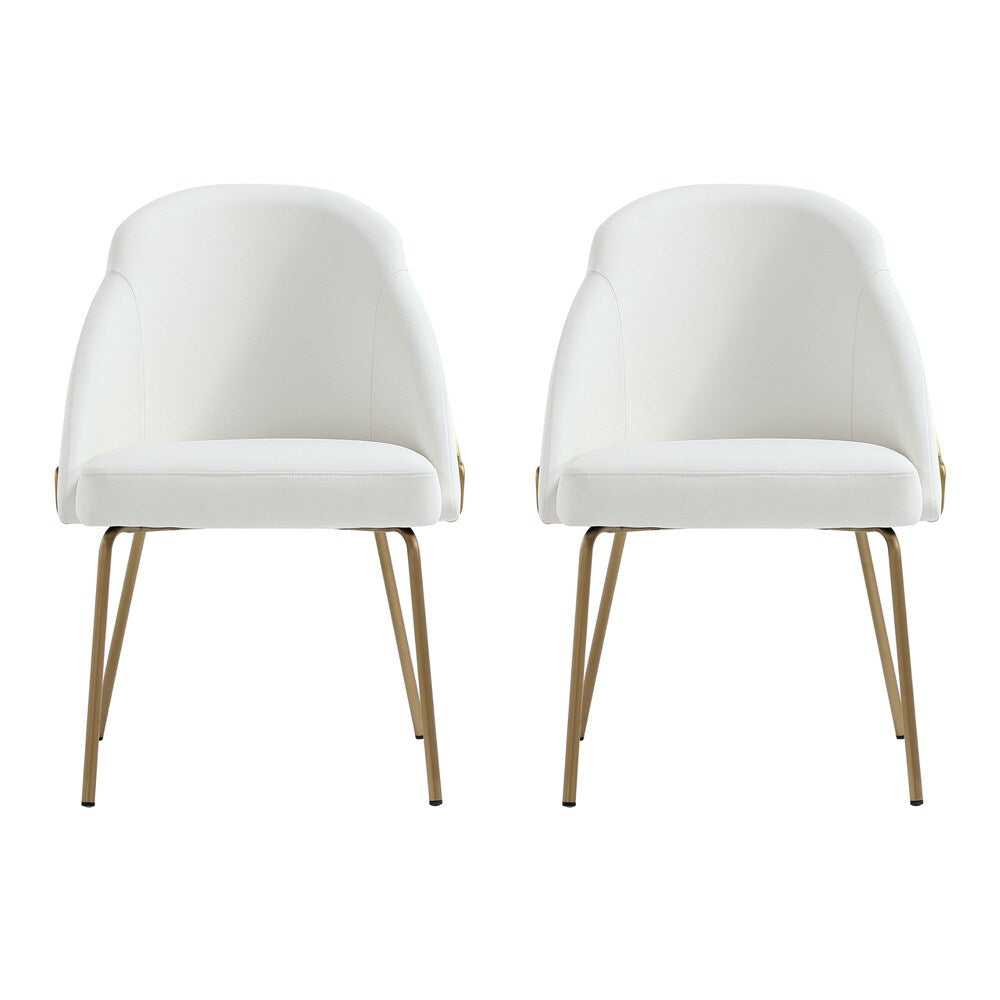 Manhattan Comfort - Gracie Leatherette Dining Chair with Steel Legs in White and Gold - Set of 2 - 2-DC100-GWH veiw 1