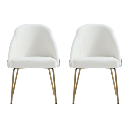 Manhattan Comfort - Gracie Leatherette Dining Chair with Steel Legs in White and Gold - Set of 2 - 2-DC100-GWH veiw 1