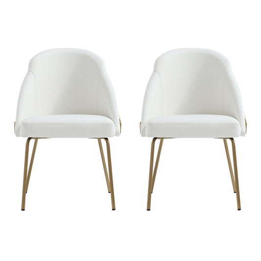 Manhattan Comfort - Gracie Leatherette Dining Chair with Steel Legs in White and Gold - Set of 2 - 2-DC100-GWH veiw 1