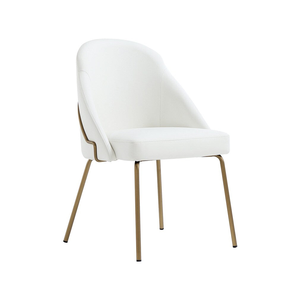 Manhattan Comfort - Gracie Leatherette Dining Chair with Steel Legs in White and Gold - Set of 2 - 2-DC100-GWH veiw 2