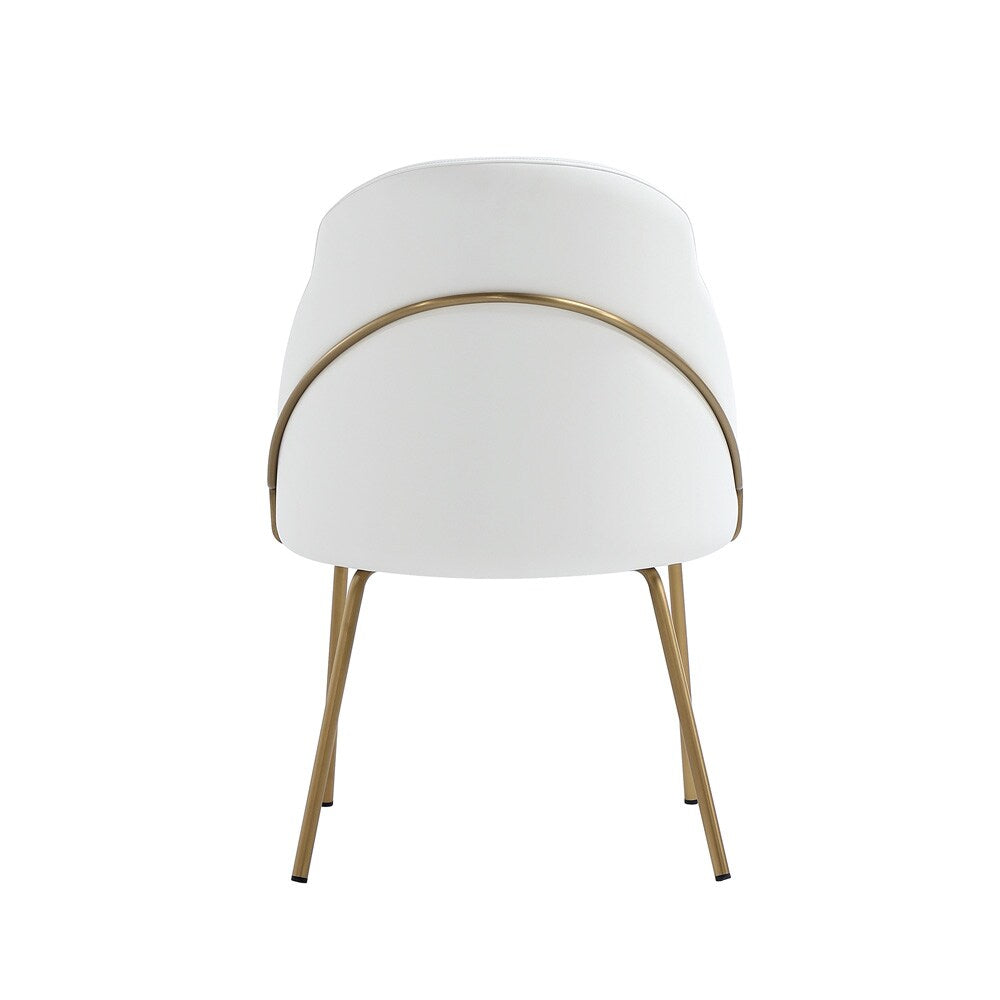 Manhattan Comfort - Gracie Leatherette Dining Chair with Steel Legs in White and Gold - Set of 2 - 2-DC100-GWH veiw 4