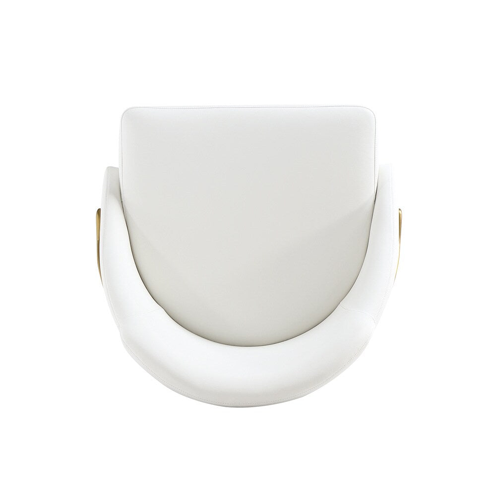 Manhattan Comfort - Gracie Leatherette Dining Chair with Steel Legs in White and Gold - Set of 2 - 2-DC100-GWH veiw 5