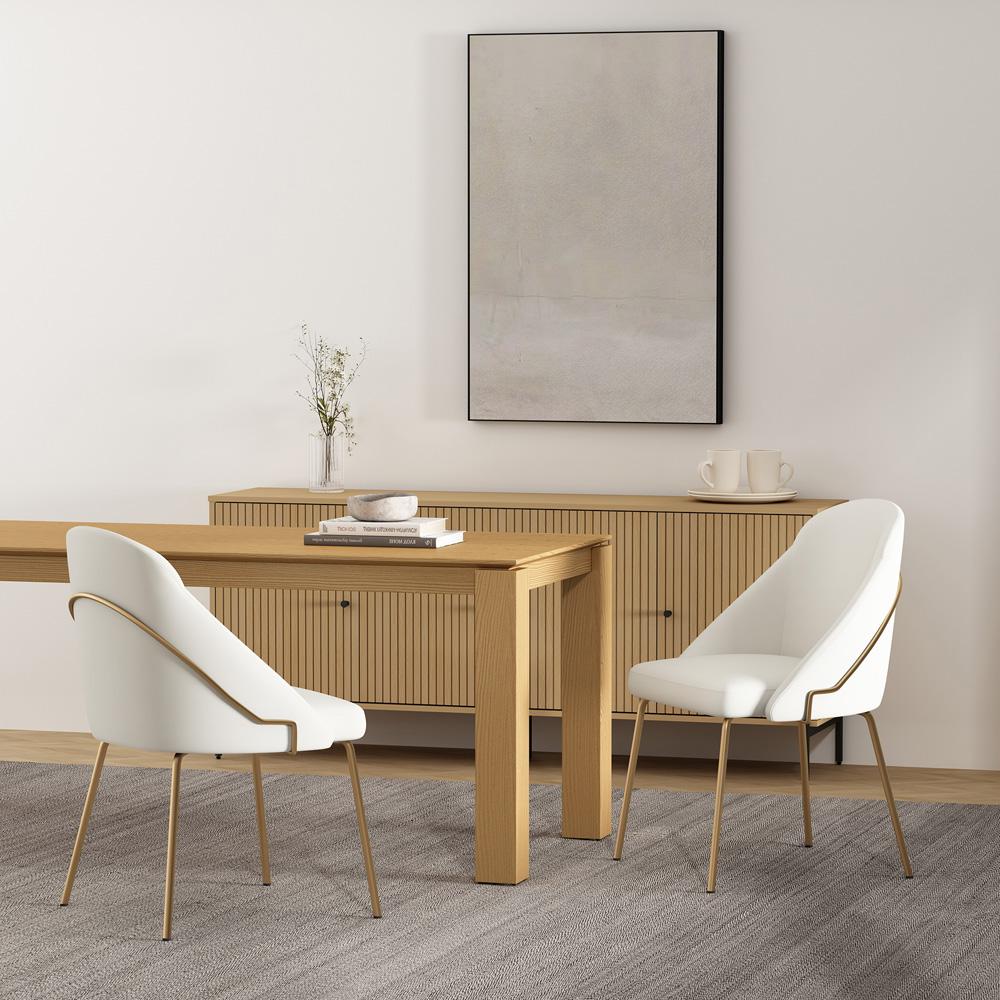 Manhattan Comfort - Gracie Leatherette Dining Chair with Steel Legs in White and Gold - Set of 2 - 2-DC100-GWH veiw 8