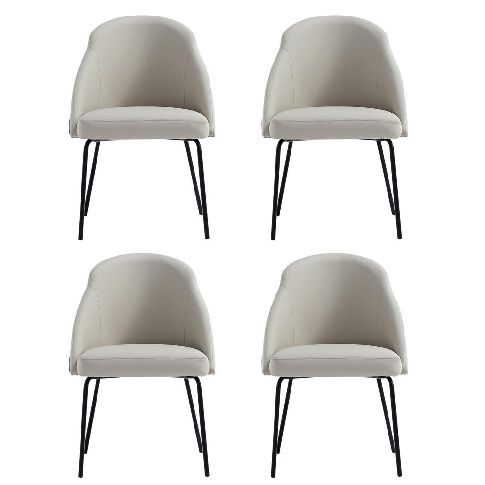 Manhattan Comfort - Gracie Leatherette Dining Chair with Steel Legs in Stone and Black - Set of 4 - 4-DC100-BST veiw 1