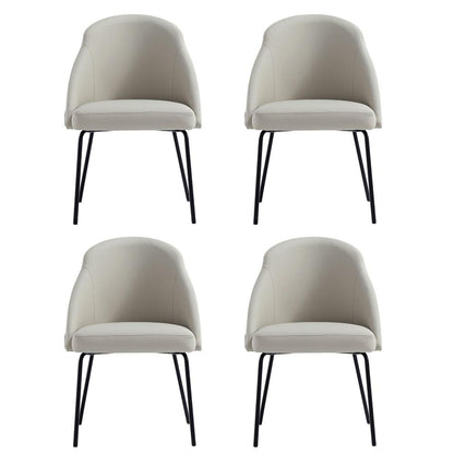 Manhattan Comfort - Gracie Leatherette Dining Chair with Steel Legs in Stone and Black - Set of 4 - 4-DC100-BST veiw 1