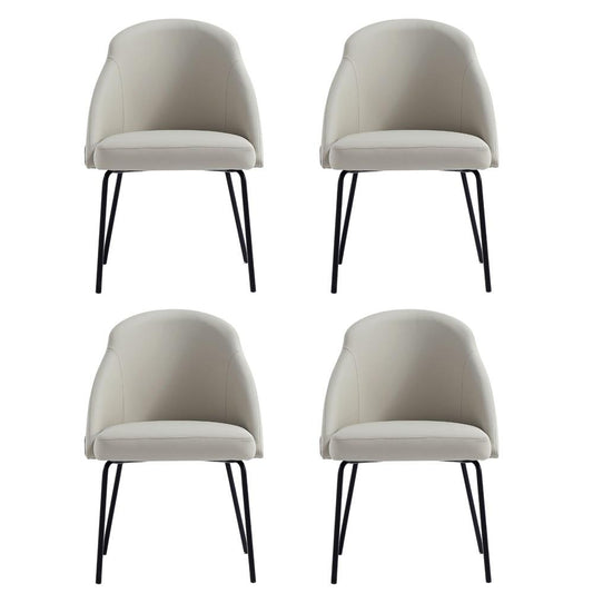 Manhattan Comfort - Gracie Leatherette Dining Chair with Steel Legs in Stone and Black - Set of 4 - 4-DC100-BST veiw 1