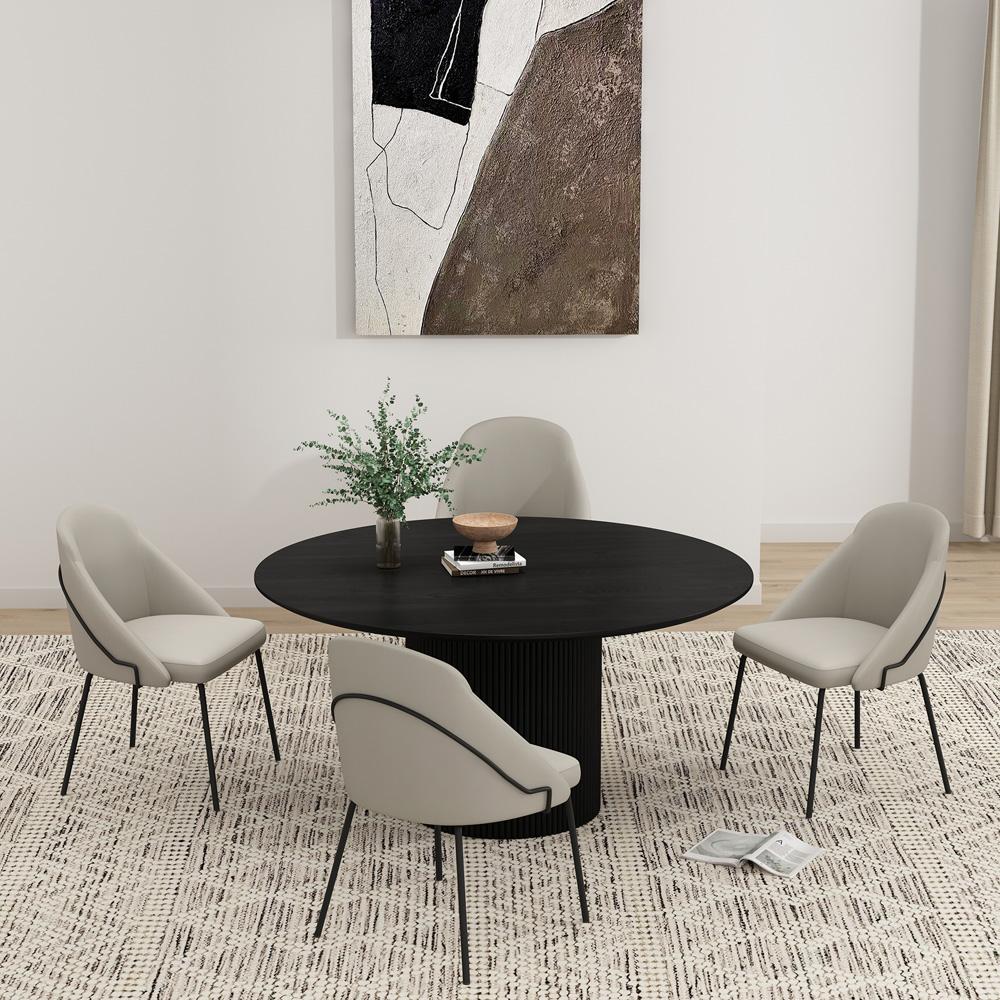 Manhattan Comfort - Gracie Leatherette Dining Chair with Steel Legs in Stone and Black - Set of 4 - 4-DC100-BST veiw 8