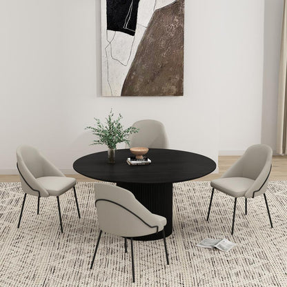 Manhattan Comfort - Gracie Leatherette Dining Chair with Steel Legs in Stone and Black - Set of 4 - 4-DC100-BST veiw 8