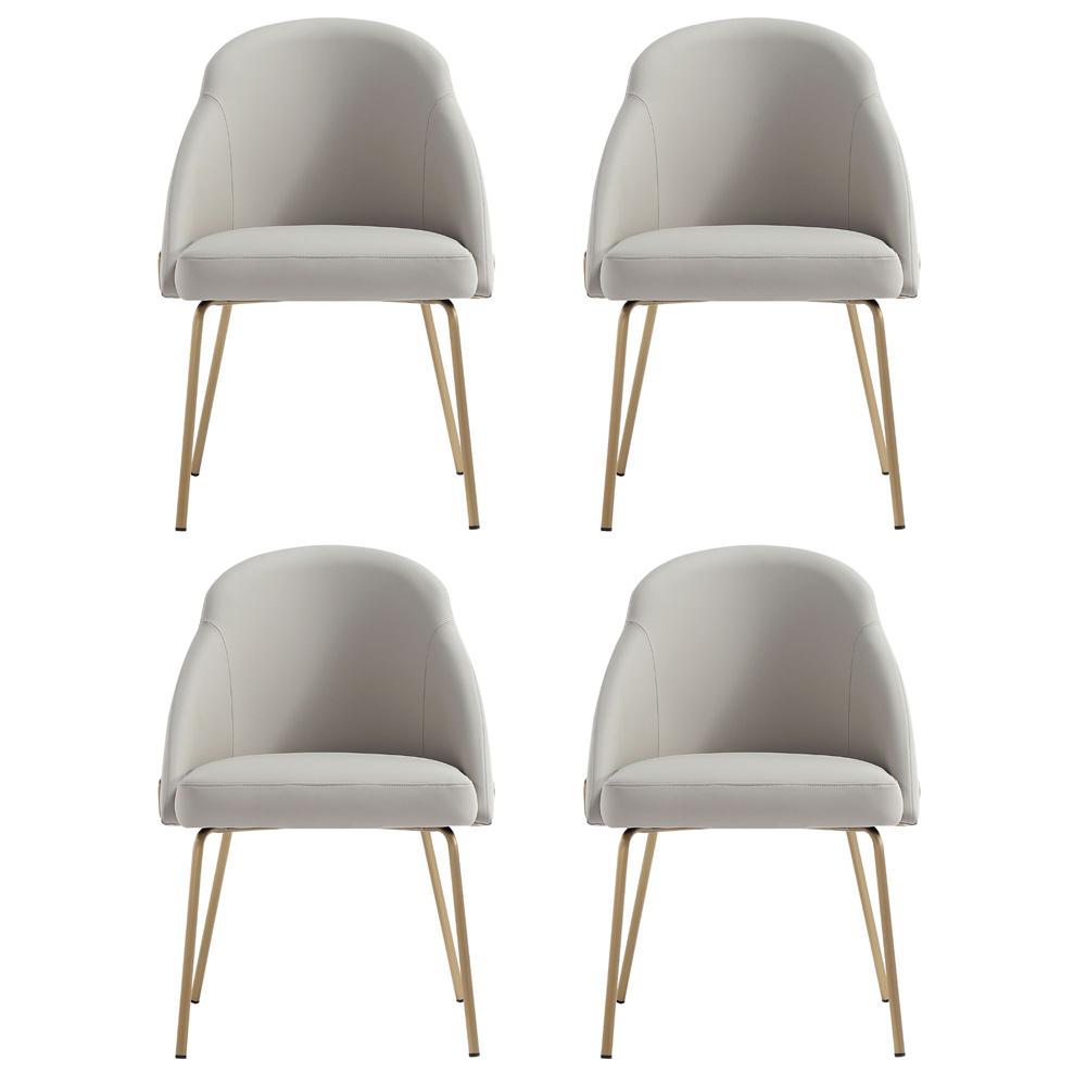 Manhattan Comfort - Gracie Leatherette Dining Chair with Steel Legs in Stone and Gold - Set of 4 - 4-DC100-GST veiw 1
