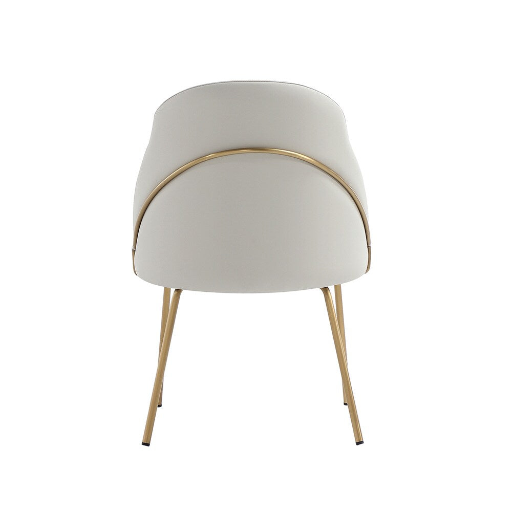 Manhattan Comfort - Gracie Leatherette Dining Chair with Steel Legs in Stone and Gold - Set of 4 - 4-DC100-GST veiw 4