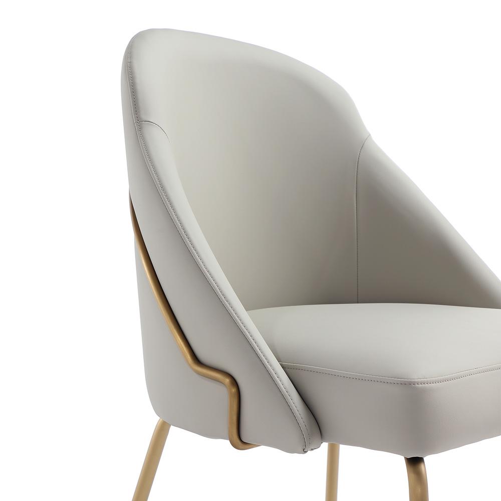 Manhattan Comfort - Gracie Leatherette Dining Chair with Steel Legs in Stone and Gold - Set of 4 - 4-DC100-GST veiw 7