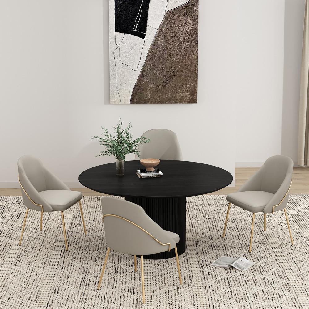 Manhattan Comfort - Gracie Leatherette Dining Chair with Steel Legs in Stone and Gold - Set of 4 - 4-DC100-GST veiw 8