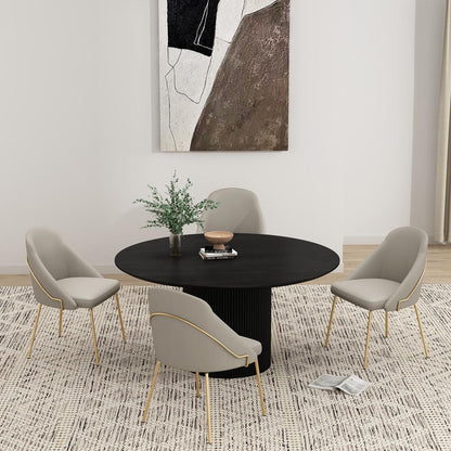 Manhattan Comfort - Gracie Leatherette Dining Chair with Steel Legs in Stone and Gold - Set of 4 - 4-DC100-GST veiw 8