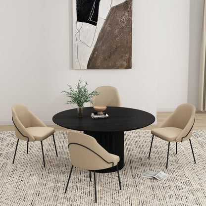 Manhattan Comfort - Gracie Leatherette Dining Chair with Steel Legs in Tan and Black - Set of 4 - 4-DC100-BTN veiw 8