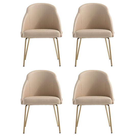 Manhattan Comfort - Gracie Leatherette Dining Chair with Steel Legs in Tan and Gold - Set of 4 - 4-DC100-GTN veiw 1