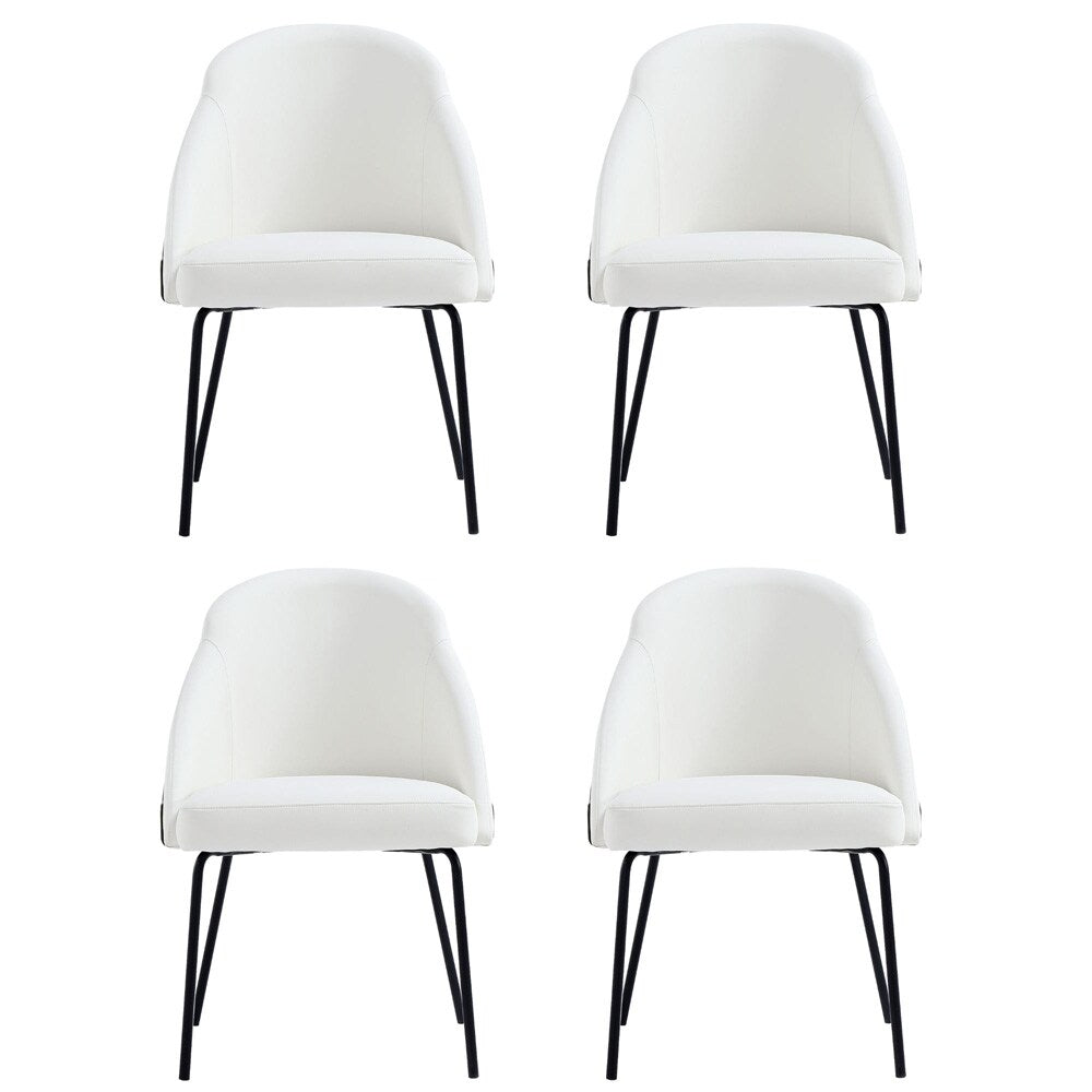 Manhattan Comfort - Gracie Leatherette Dining Chair with Steel Legs in White and Black - Set of 4 - 4-DC100-BWH veiw 1