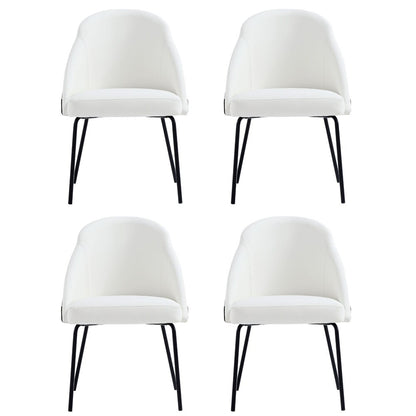 Manhattan Comfort - Gracie Leatherette Dining Chair with Steel Legs in White and Black - Set of 4 - 4-DC100-BWH veiw 1