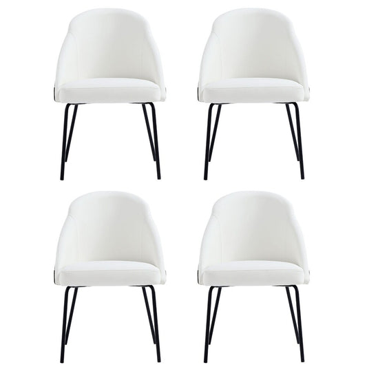 Manhattan Comfort - Gracie Leatherette Dining Chair with Steel Legs in White and Black - Set of 4 - 4-DC100-BWH veiw 1