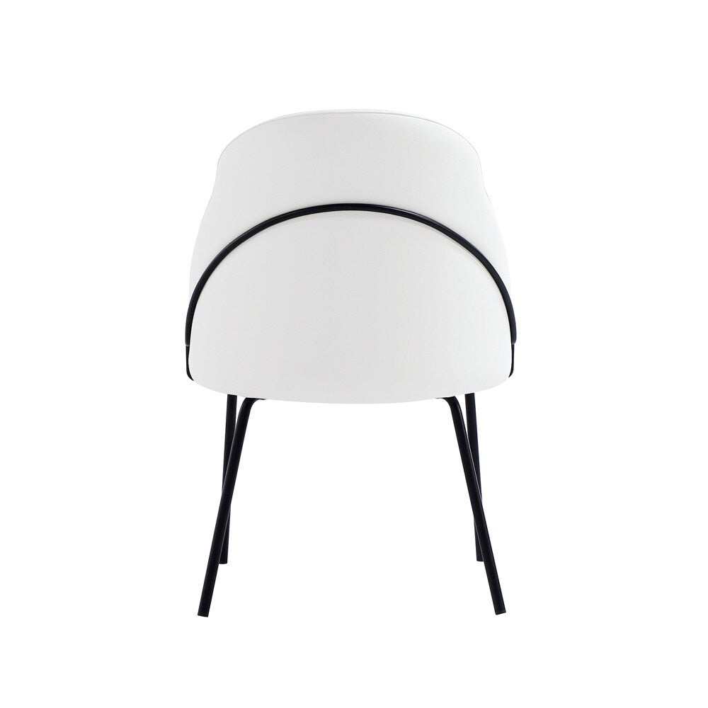 Manhattan Comfort - Gracie Leatherette Dining Chair with Steel Legs in White and Black - Set of 4 - 4-DC100-BWH veiw 4