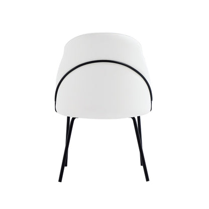 Manhattan Comfort - Gracie Leatherette Dining Chair with Steel Legs in White and Black - Set of 4 - 4-DC100-BWH veiw 4