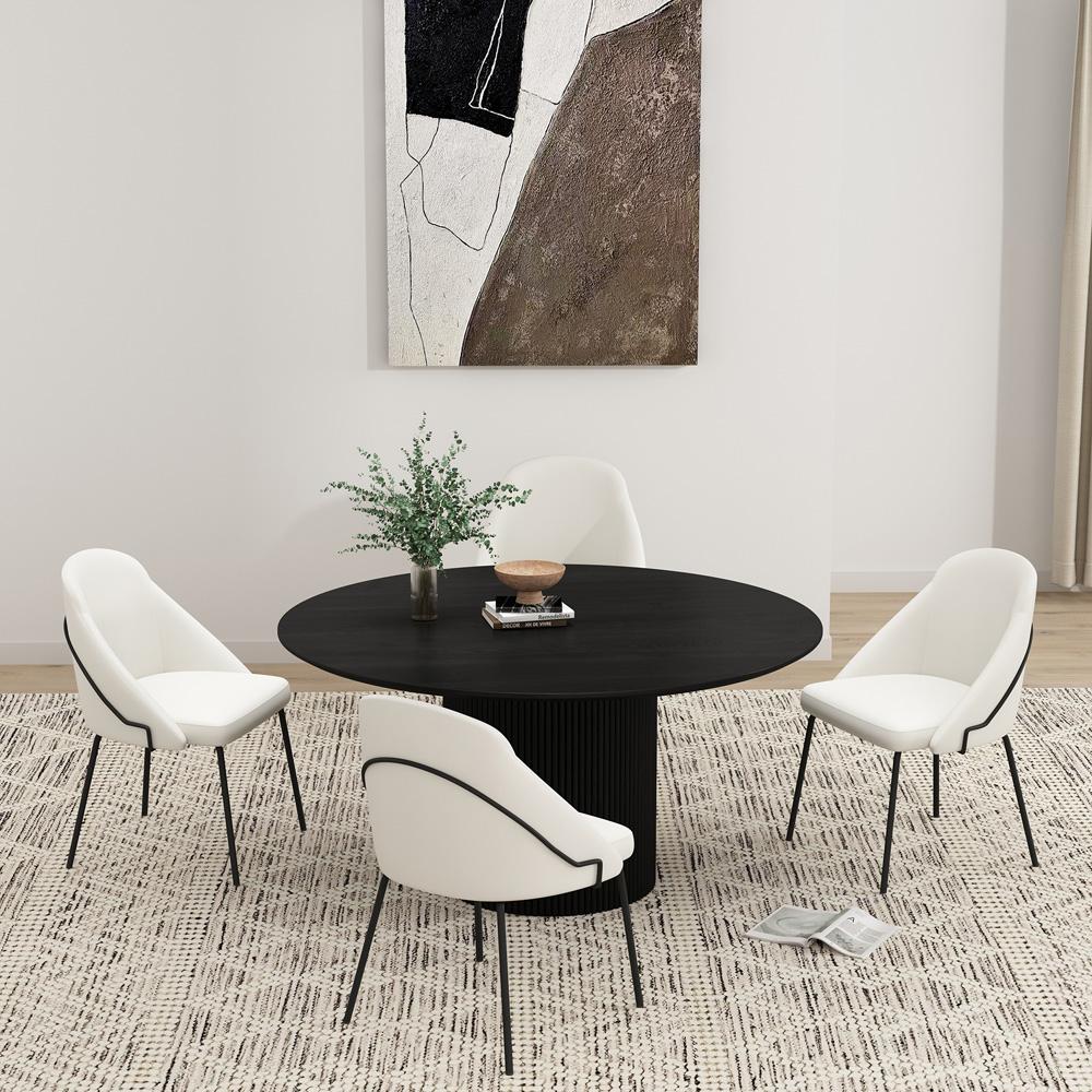 Manhattan Comfort - Gracie Leatherette Dining Chair with Steel Legs in White and Black - Set of 4 - 4-DC100-BWH veiw 8