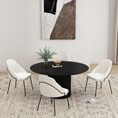 Manhattan Comfort - Gracie Leatherette Dining Chair with Steel Legs in White and Black - Set of 4 - 4-DC100-BWH veiw 8
