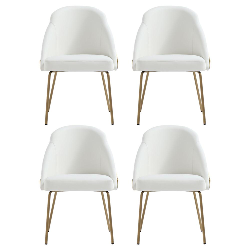 Manhattan Comfort - Gracie Leatherette Dining Chair with Steel Legs in White and Gold - Set of 4 - 4-DC100-GWH veiw 1