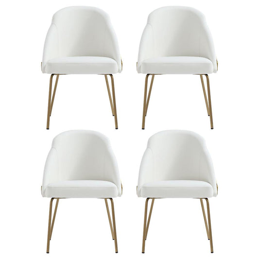 Manhattan Comfort - Gracie Leatherette Dining Chair with Steel Legs in White and Gold - Set of 4 - 4-DC100-GWH veiw 1