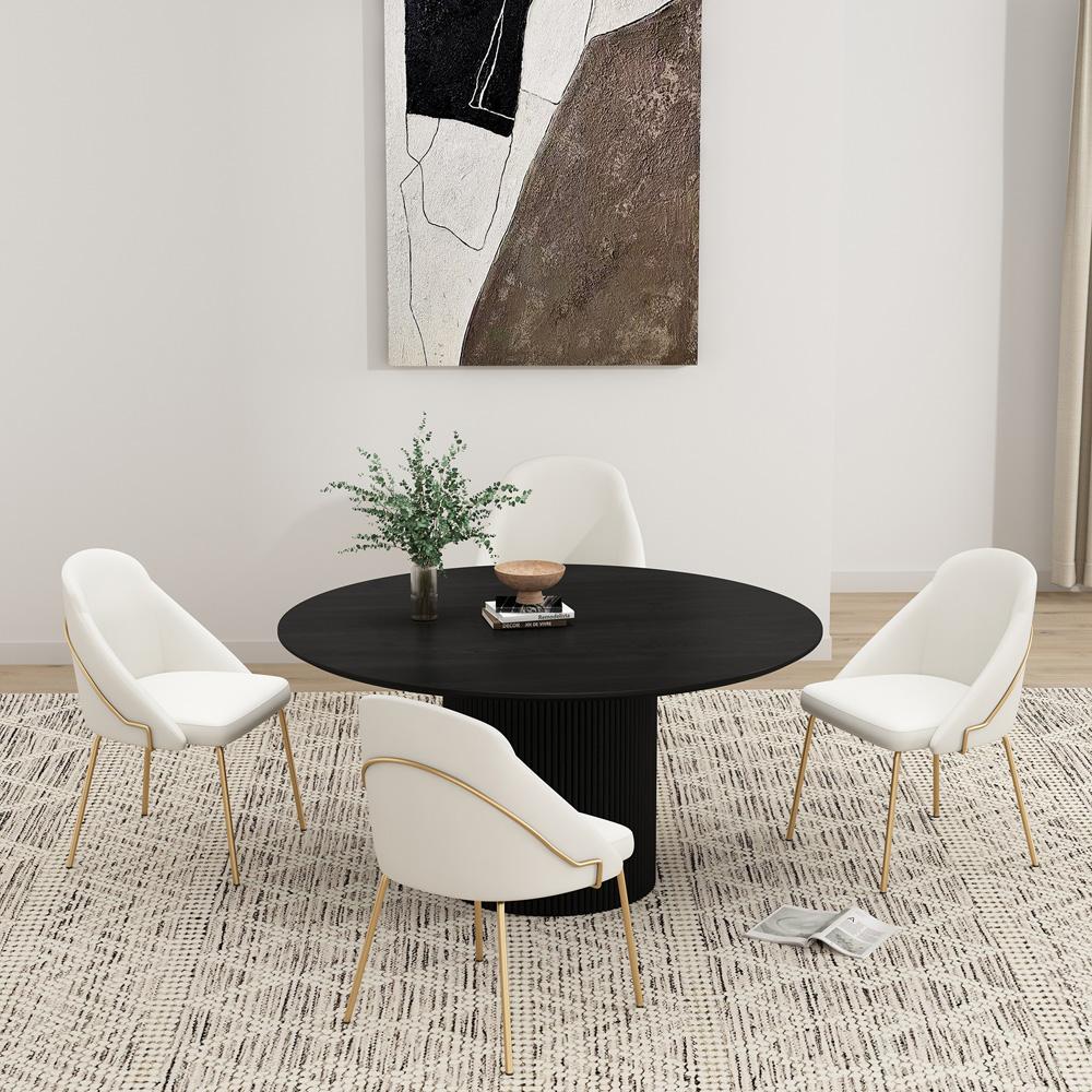 Manhattan Comfort - Gracie Leatherette Dining Chair with Steel Legs in White and Gold - Set of 4 - 4-DC100-GWH veiw 8