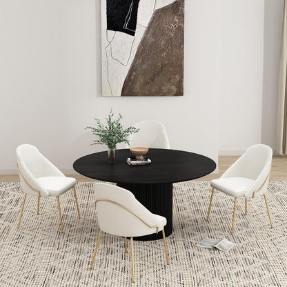 Manhattan Comfort - Gracie Leatherette Dining Chair with Steel Legs in White and Gold - Set of 4 - 4-DC100-GWH veiw 8