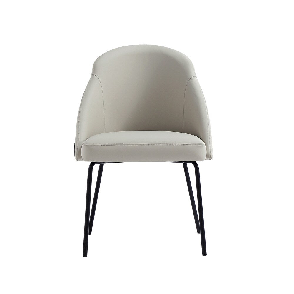 Manhattan Comfort - Gracie Leatherette Dining Chair with Steel Legs in Stone and Black - DC100-BST veiw 1