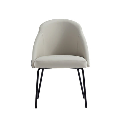 Manhattan Comfort - Gracie Leatherette Dining Chair with Steel Legs in Stone and Black - DC100-BST veiw 1