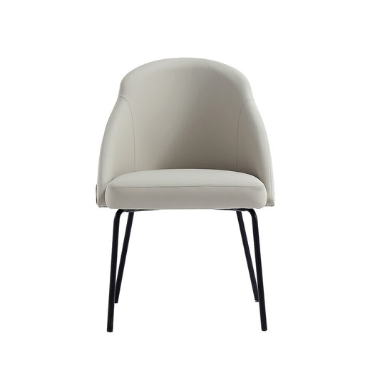 Manhattan Comfort - Gracie Leatherette Dining Chair with Steel Legs in Stone and Black - DC100-BST veiw 1
