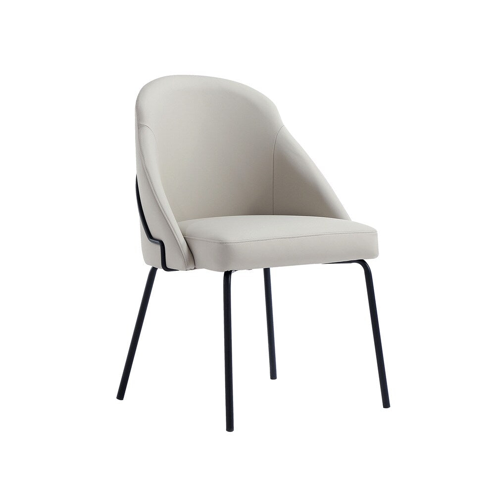 Manhattan Comfort - Gracie Leatherette Dining Chair with Steel Legs in Stone and Black - DC100-BST veiw 2