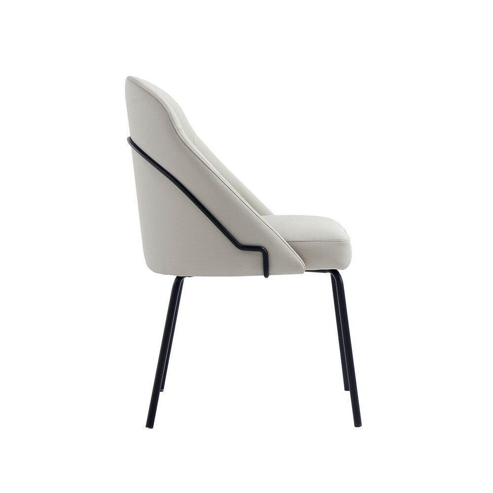Manhattan Comfort - Gracie Leatherette Dining Chair with Steel Legs in Stone and Black - DC100-BST veiw 3