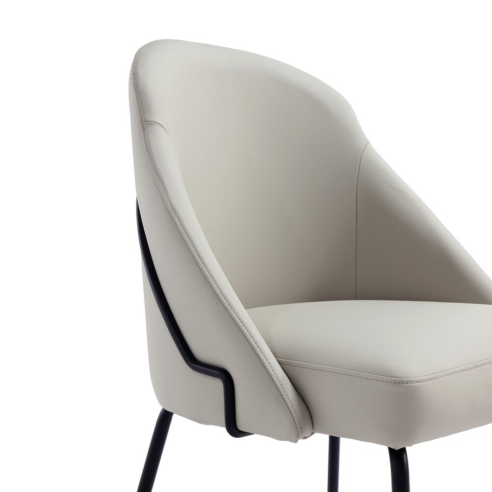 Manhattan Comfort - Gracie Leatherette Dining Chair with Steel Legs in Stone and Black - DC100-BST veiw 7