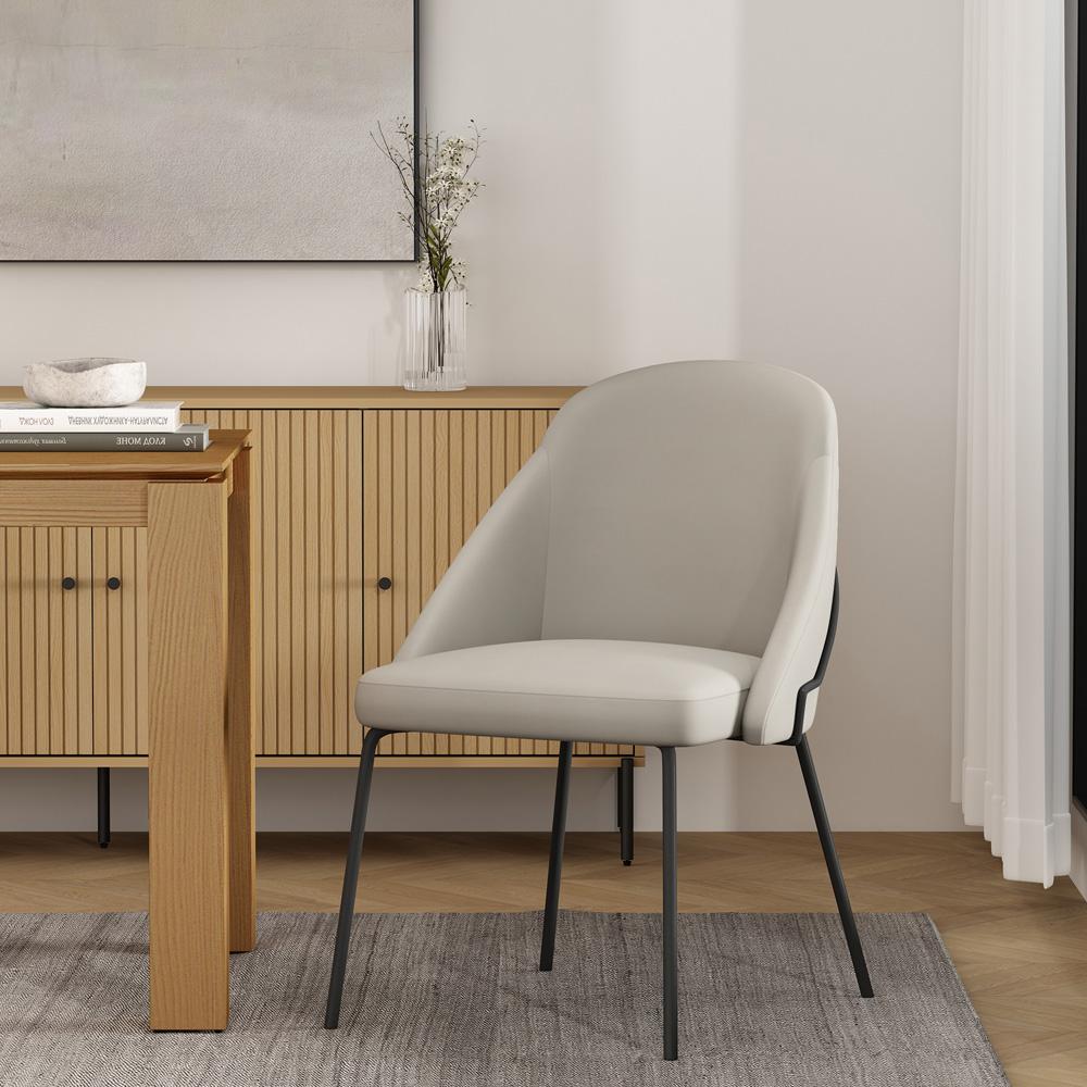 Manhattan Comfort - Gracie Leatherette Dining Chair with Steel Legs in Stone and Black - DC100-BST veiw 8