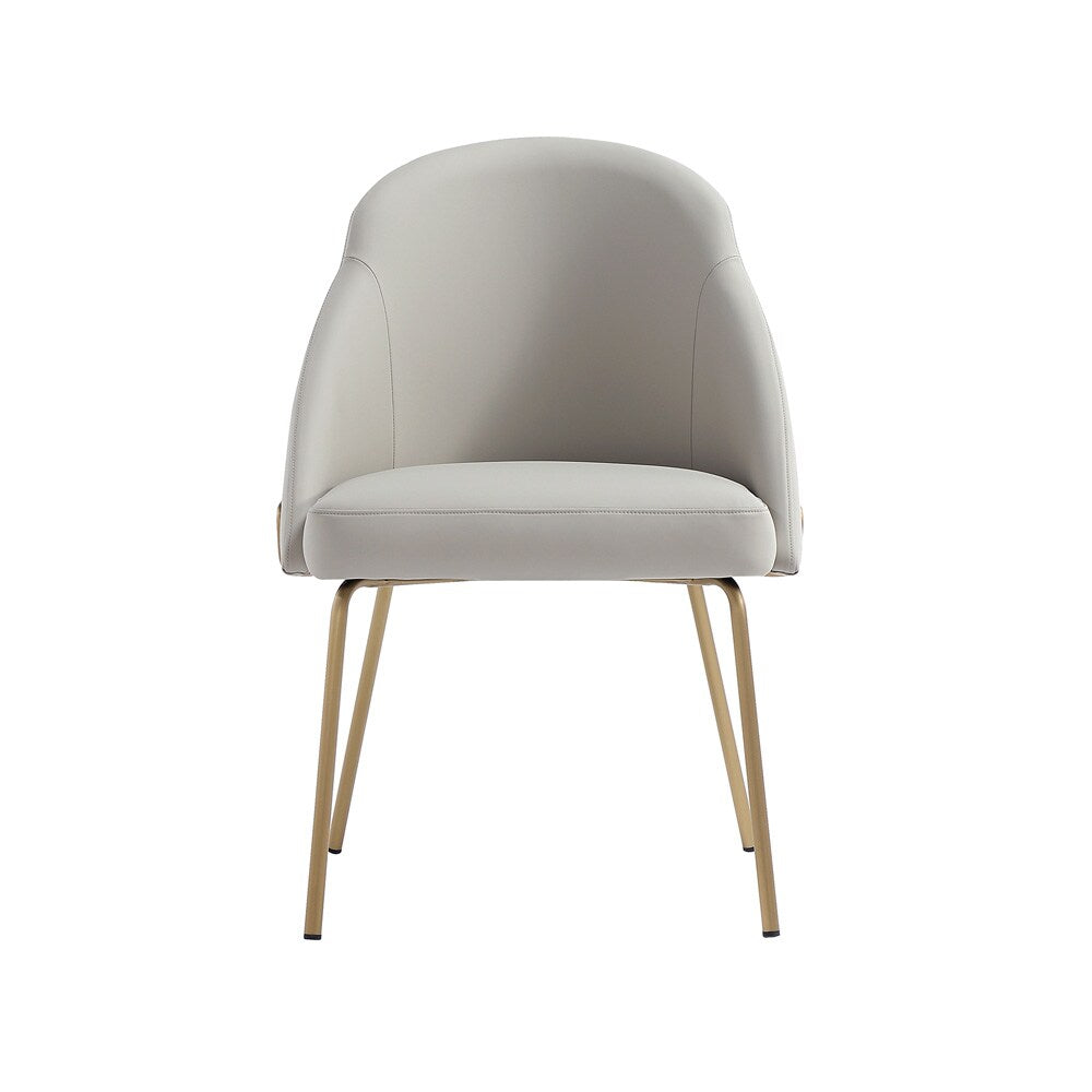 Manhattan Comfort - Gracie Leatherette Dining Chair with Steel Legs in Stone and Gold - DC100-GST veiw 1