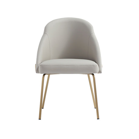 Manhattan Comfort - Gracie Leatherette Dining Chair with Steel Legs in Stone and Gold - DC100-GST veiw 1