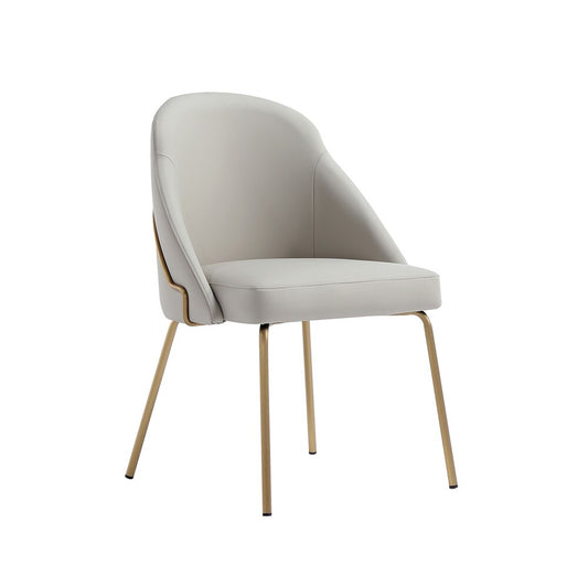 Manhattan Comfort - Gracie Leatherette Dining Chair with Steel Legs in Stone and Gold - DC100-GST veiw 2