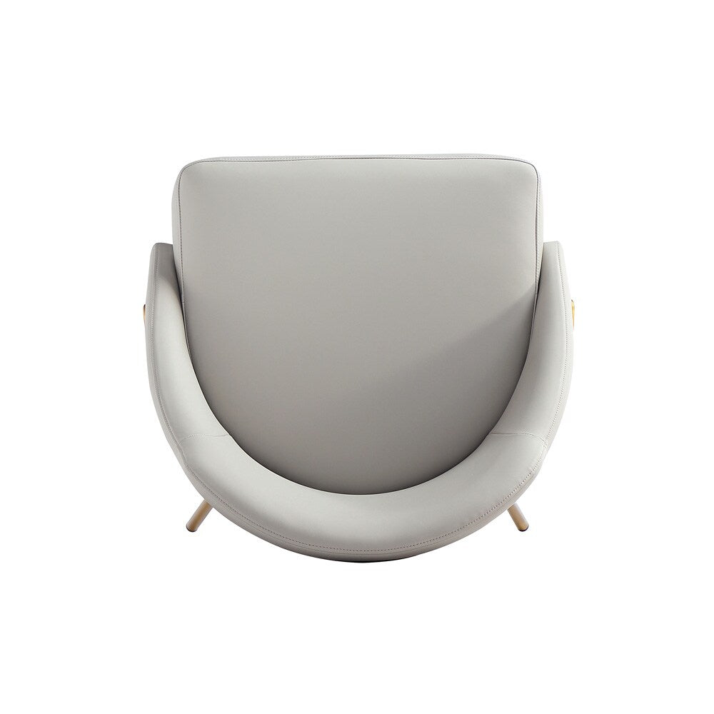 Manhattan Comfort - Gracie Leatherette Dining Chair with Steel Legs in Stone and Gold - DC100-GST veiw 5