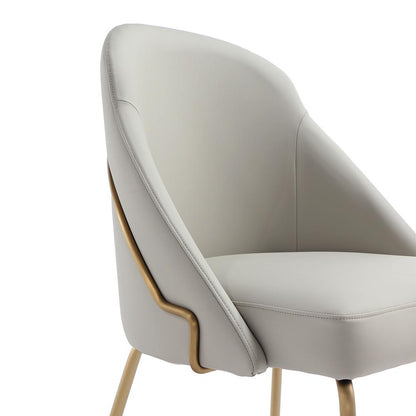 Manhattan Comfort - Gracie Leatherette Dining Chair with Steel Legs in Stone and Gold - DC100-GST veiw 7